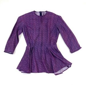 FAUX DENIM High Neck Peplum Top | M